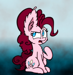 Size: 800x825 | Tagged: safe, artist:arthur9078, artist:heir-of-rick, pinkie pie, earth pony, pony, ear fluff, impossibly large ears, raised hoof, sitting, solo