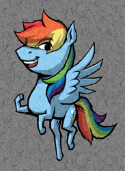 Size: 732x1000 | Tagged: safe, artist:dalapony, derpibooru import, rainbow dash, pegasus, pony, abstract background, caricature, eye clipping through hair, female, flying, mare, smiling, solo, style emulation, the legend of zelda, the legend of zelda: the wind waker