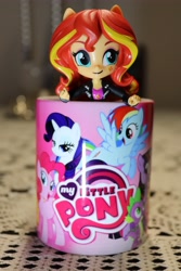 Size: 4000x6000 | Tagged: safe, alternate version, artist:artofmagicpoland, sunset shimmer, equestria girls, doll, equestria girls minis, my little pony logo, solo, sunset shimmer day, toy