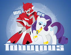 Size: 3300x2550 | Tagged: safe, artist:shioji-san, rarity, pony, unicorn, crossover, knock out, transformers, transformers prime