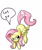 Size: 500x600 | Tagged: safe, artist:mingy.h, fluttershy, pegasus, pony, angry, cursor, dialogue, female, mare, pixiv, simple background, solo, speech bubble, tail, tail pull