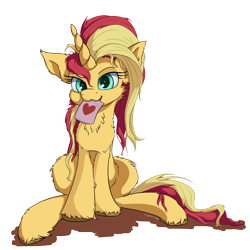 Size: 2500x2500 | Tagged: safe, artist:coldtrail, sunset shimmer, pony, unicorn, female, heart, mare, simple background, sunset shimmer day, transparent background