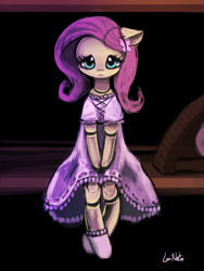 Size: 1440x1920 | Tagged: safe, artist:lumineko, fluttershy, pegasus, pony, clothes, doll, dress, solo