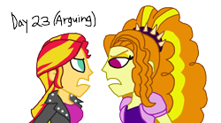 Size: 2000x1113 | Tagged: safe, artist:ktd1993, adagio dazzle, sunset shimmer, equestria girls, 30 day otp challenge, angry, female, lesbian, shipping, simple background, sunsagio, transparent background