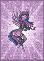 Size: 891x1251 | Tagged: safe, artist:raptor007, derpibooru import, twilight sparkle, twilight sparkle (alicorn), alicorn, anthro, ambiguous facial structure, clothes, solo