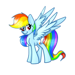 Size: 1280x1280 | Tagged: safe, artist:myralilth, derpibooru import, rainbow dash, pegasus, pony, looking back, simple background, smiling, solo, spread wings, transparent background