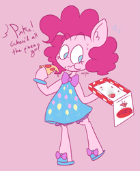 Size: 1607x1958 | Tagged: safe, artist:typhwosion, pinkie pie, anthro, unguligrade anthro, eating, food, meat, pepperoni, pepperoni pizza, pizza, pizza box, ponies eating meat, solo