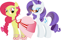 Size: 5983x3867 | Tagged: safe, artist:nazoth, apple bloom, rarity, pony, unicorn, clothes, dress, older