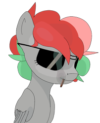 Size: 592x734 | Tagged: safe, artist:coffeeponee, derpibooru import, oc, oc only, oc:coffeeflower, pegasus, cigar, female, mare, simple background, solo, sunglasses, transparent background