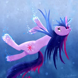 Size: 894x894 | Tagged: safe, artist:latara-omnomnom, derpibooru import, twilight sparkle, unicorn twilight, unicorn, solo, underwater