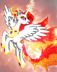 Size: 600x759 | Tagged: safe, artist:slysnips, nightmare star, princess celestia, alicorn, pony, female, horn, mare, solo