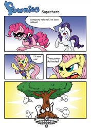 Size: 1024x1448 | Tagged: safe, artist:sonicpegasus, fluttershy, pinkie pie, rarity, earth pony, pegasus, pony, unicorn, asdfmovie, comic, fluttertree