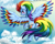 Size: 1024x819 | Tagged: safe, artist:victorydanceofficial, derpibooru import, rainbow dash, pegasus, pony, backwards cutie mark, flying, rainbow power, solo