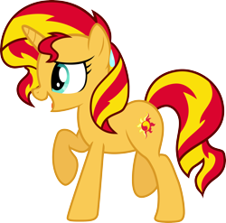 Size: 4000x3959 | Tagged: safe, artist:pilot231, sunset shimmer, pony, unicorn, backing away, canon, female, mare, simple background, solo, transparent background, vector