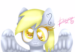 Size: 5000x3500 | Tagged: safe, artist:sweethearts11, derpy hooves, pony, bust, heart eyes, portrait, simple background, solo, wavy mouth, white background, wingding eyes