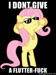 Size: 500x666 | Tagged: safe, fluttershy, pegasus, pony, female, gangsta, mare, meme, vulgar