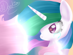 Size: 800x600 | Tagged: safe, artist:rubyblossomva, princess celestia, alicorn, pony, crying, mane, solo