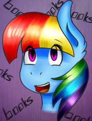 Size: 578x755 | Tagged: safe, artist:scarletcurl, derpibooru import, rainbow dash, twilight sparkle, pegasus, pony, book, icon, solo