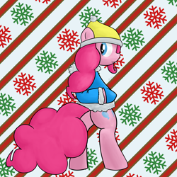 Size: 3000x3000 | Tagged: safe, artist:mang, pinkie pie, earth pony, pony, beanie, christmas, clothes, hat, solo