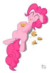 Size: 6000x8700 | Tagged: safe, artist:twiddlechimp, pinkie pie, earth pony, pony, absurd resolution, eating, eyes closed, muffin, solo