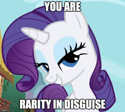 Size: 557x500 | Tagged: safe, screencap, rarity, pony, unicorn, image macro, implied transformation, meme, solo, what a twist