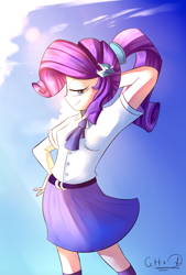 Size: 1080x1600 | Tagged: safe, artist:gianghanz, artist:phuocthiencreation, rarity, collaboration, equestria girls, clothes, cute, fabulous, human coloration, raribetes, signature, skirt, solo