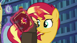 Size: 1920x1080 | Tagged: safe, screencap, sunset shimmer, pony, equestria girls, mirror magic, spoiler:eqg specials, book, magic, solo, telekinesis