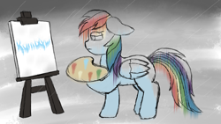 Size: 2560x1440 | Tagged: safe, artist:rainb0wdashie, derpibooru import, rainbow dash, pegasus, pony, painting, palette, rain