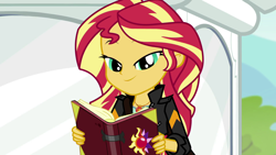 Size: 1920x1080 | Tagged: safe, screencap, sunset shimmer, equestria girls, mirror magic, spoiler:eqg specials, looking at you, she knows, solo, sunset's journal