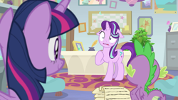 Size: 1920x1080 | Tagged: safe, screencap, phyllis, spike, starlight glimmer, twilight sparkle, twilight sparkle (alicorn), alicorn, dragon, pony, unicorn, a horse shoe-in, plant, winged spike