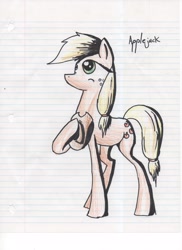 Size: 2550x3510 | Tagged: safe, artist:slideswitched, applejack, earth pony, pony, hat, lined paper, solo, traditional art