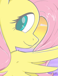 Size: 1000x1300 | Tagged: safe, artist:animeculture, fluttershy, pegasus, pony, looking at you, smiling, solo