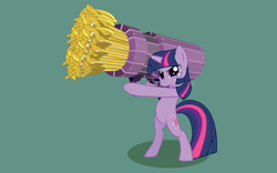 Size: 2560x1600 | Tagged: safe, derpibooru import, twilight sparkle, pony, unicorn, bipedal, cannon ponies, female, gun, mare, meme, rocket launcher, solo, twilight scepter, weapon