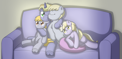 Size: 5000x2400 | Tagged: safe, artist:pvryohei, crackle pop, derpy hooves, dinky hooves, ponet, equestria's best family, family, father and child, father and daughter, father and son, female, hug, kiss on the cheek, kissing, male, mother and child, mother and daughter, mother and son, parent and child, ponetderp, shipping, straight