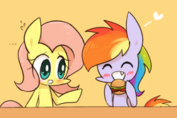 Size: 1200x800 | Tagged: safe, artist:joycall6, derpibooru import, fluttershy, rainbow dash, pegasus, pony, blushing, drool, hay burger