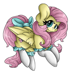 Size: 2480x2633 | Tagged: safe, artist:sk-ree, fluttershy, pegasus, pony, clothes, simple background, socks, solo, tail bow, transparent background