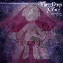 Size: 800x800 | Tagged: safe, artist:adrianimpalamata, pinkie pie, earth pony, pony, album cover, animal i have become, microphone, pinkamena diane pie, three days grace