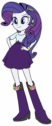 Size: 527x1280 | Tagged: safe, artist:blondenobody, artist:mewtwo-ex, fleur-de-lis, rarity, equestria girls, 3rd street saints, alternate costumes, boots, clothes, description is relevant, hairpin, hand on hip, high heel boots, high heels, long hair, professor genki, saints row, simple background, skirt, solo, wristband