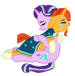 Size: 780x792 | Tagged: safe, artist:diana173076, starlight glimmer, sunburst, pony, comforting, crying, female, male, shipping, starburst, straight