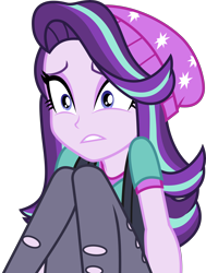 Size: 6700x8885 | Tagged: safe, artist:twilirity, starlight glimmer, equestria girls, mirror magic, spoiler:eqg specials, .svg available, absurd resolution, beanie, clothes, female, frightened, hat, pants, scared, simple background, solo, transparent background, vector, vest