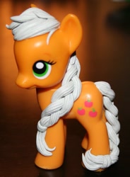 Size: 767x1040 | Tagged: safe, artist:candycornsnake, applejack, brushable, irl, photo, solo, toy, wip