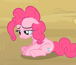 Size: 861x733 | Tagged: safe, screencap, pinkie pie, earth pony, pony, pinkie pride, reaction image, sad, solo