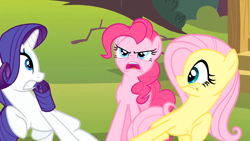 Size: 1920x1080 | Tagged: safe, screencap, pinkie pie, rarity, earth pony, pony, unicorn, pinkie pride, reaction image