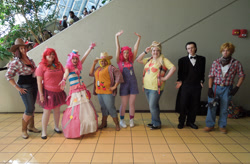 Size: 1280x841 | Tagged: safe, artist:mantisprincess, applejack, big macintosh, pinkie pie, human, cosplay, irl, irl human, photo