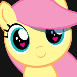 Size: 320x320 | Tagged: artist needed, safe, fluttershy, pegasus, pony, black background, cute, filly, heart eyes, hnnng, shyabetes, simple background, wingding eyes