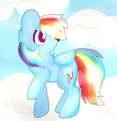 Size: 2526x2611 | Tagged: safe, artist:pepermintcocoa, derpibooru import, rainbow dash, pegasus, pony, backwards cutie mark, cloud, solo