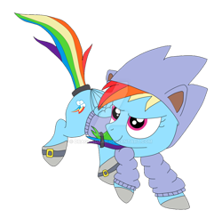 Size: 1024x1003 | Tagged: safe, artist:dragondaak, derpibooru import, rainbow dash, pegasus, pony, clothes, crossover, cute, dashabetes, hoodie, sega, simple background, solo, sonic the hedgehog (series), super smash bros., transparent background, watermark