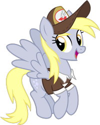 Size: 3413x4267 | Tagged: safe, artist:cheezedoodle96, derpy hooves, pegasus, pony, .svg available, clothes, female, flying, hat, looking at you, mailmare, mailmare hat, mare, shirt, simple background, smiling, solo, svg, transparent background, vector