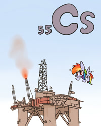 Size: 800x1000 | Tagged: safe, artist:joycall6, derpibooru import, part of a set, rainbow dash, pegasus, pony, series:joycall6's periodic table, caesium, cesium, chemistry, female, mare, oil platform, oil rig, periodic table, solo