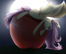 Size: 1440x1200 | Tagged: safe, artist:poisonicpen, fluttershy, apple, blank flank, flutterbat, solo